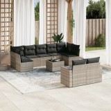vidaXL Set canapele de grădină cu perne 10 piese gri deschis poliratan 3219422