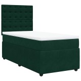 Cumpara ieftin Pat box spring cu saltea, verde inchis, 90x200 cm, catifea