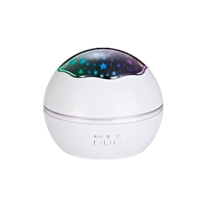 Lampa de noptiera cu proiector, Verk Group, pentru copii, cupola rotativa, 2 moduri, diferite culori, 4xAAA, incarcare USB, 12x10 cm foto