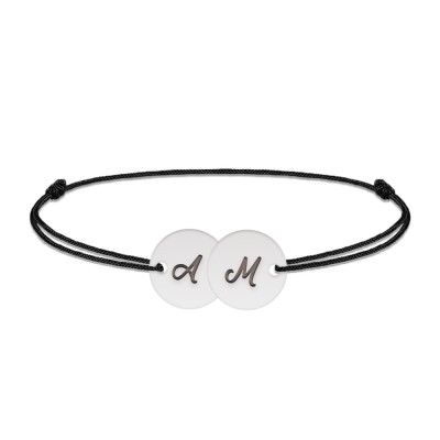 Penny - Bratara personalizata snur doi banuti din argint 925 foto