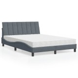 VidaXL Pat cu saltea, Hanko, gri &icirc;nchis, 140x200 cm, catifea 3208599