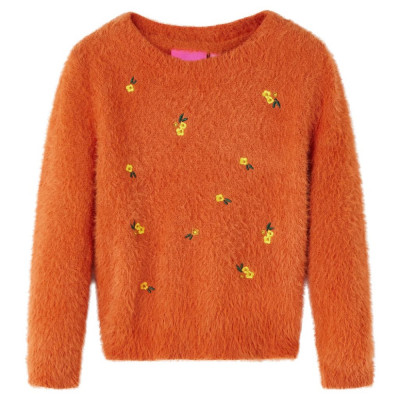 Pulover pentru copii tricotat, portocaliu ars, 116 foto