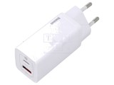 Alimentator Baseus 65W USB-C USB-A &icirc;ncărcare rapidă PD 3.0 alb