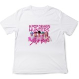 Tricou copii K Pop Demon Huntrix, 3-4 ani, alb, bumbac premium