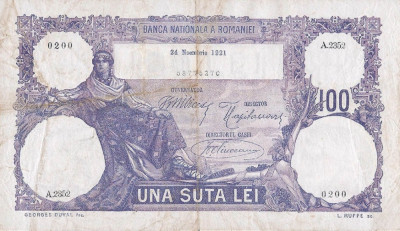 REPRODUCERE bancnota 100 lei 24 noembrie 1921 Romania foto