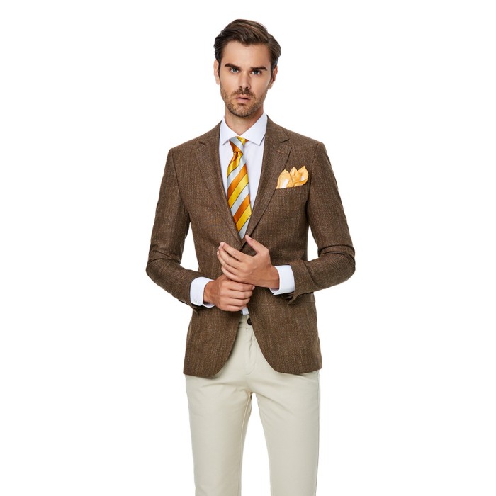 Sacou barbati casual maro slim S009