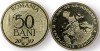 ROMANIA 50 BANI 2017 , 10 ANI ADERARE la U.E. - UNC , din fisic , necirculata, Alama
