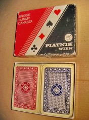 B236-Carti joc Piatnik Viena Bridge-Rummy-Canasta Austria 2 seturi 1 incomplet.