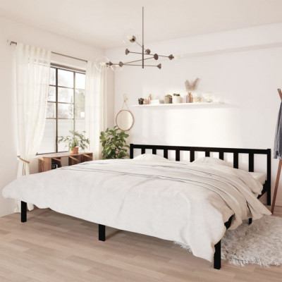 Cadru de pat Super King, negru, 180x200 cm, lemn masiv de pin GartenMobel Dekor foto