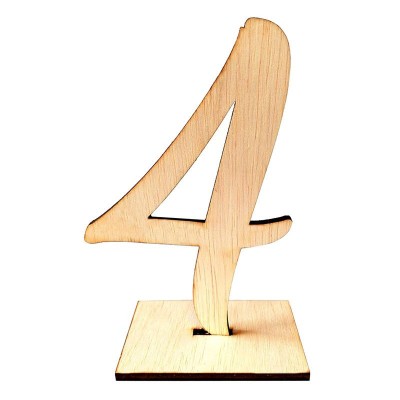 Numar decorativ masa festiva, lemn natur, cu suport, 137mm, Artemis Gift foto