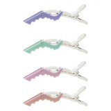Clame Păr Coafor, Model Dublu, Multicolor, Set 4 Bucăți, 12cm, Plastic, Oem