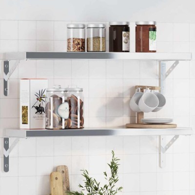 Gossi suporturi rafturi, 4 buc., 23,5x2,5x15,5 cm argintiu otel inox. foto