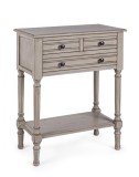 Cumpara ieftin Consola tip Comoda cu 3 Sertare si 1 Polita din Lemn Masiv si MDF Gri Patinat Margaret Bizzotto, Dimensiuni 60x33x78 cm