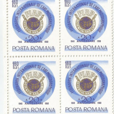 România, LP 684/1968, 20 ani de la înființarea F.I.A.P., bloc de 4 timbre, MNH