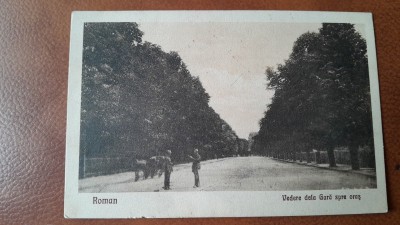 Carte postala, Roman, vedere de la Gara spre oras, 1930 foto