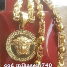 Lant +medalion INOX placat model Medusa --VERSACE-- =90 ron