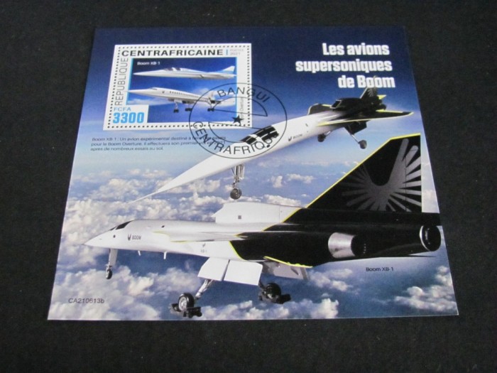 Avioane Supersonice Boom XB-1 - Bloc Filatelic Republica Centrafricană 2021