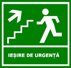 Placuta de iesire de urgenta scari cu sageata in stanga sus foto