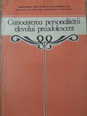 CUNOASTEREA PERSONALITATII ELEVULUI PREADOLESCENT. INDRUMAR PENTRU PROFESORI SI PARINTI-COORDONATOR: GEORGE-168498 foto