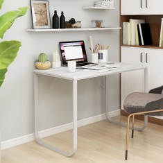 Birou de computer, alb, 110x60x73 cm, lemn prelucrat foto