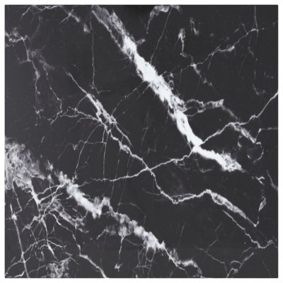 vidaXL Blat masă negru 80x80 cm 6 mm sticlă securizată design marmură foto