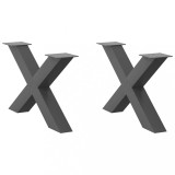 VidaXL Picioare pentru măsuță de cafea &icirc;n formă de X, 2 buc., antracit, 70x(42-43) cm, oțel