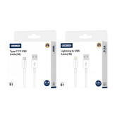 Cablu de Incarcare / Date JELLICO B1, USB Type-C, 1m 3.1A, Alb Blister