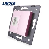 Cumpara ieftin Priza HDMI Livolo roz cu rama din sticla crystal si design modern