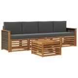 vidaXL Set de canapele de exterior cu pernă 5 pcs Natural și Antracit 3383988