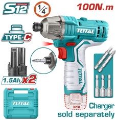 TOTAL - MASINA DE INSURUBAT CU IMPACT SI ACUMULATOR 12V-1.5AH LI-ION (2 ACUMULATORI) - HEX 1/4 PowerTool TopQuality