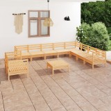 Set mobilier de grădină, 11 piese, lemn masiv de pin