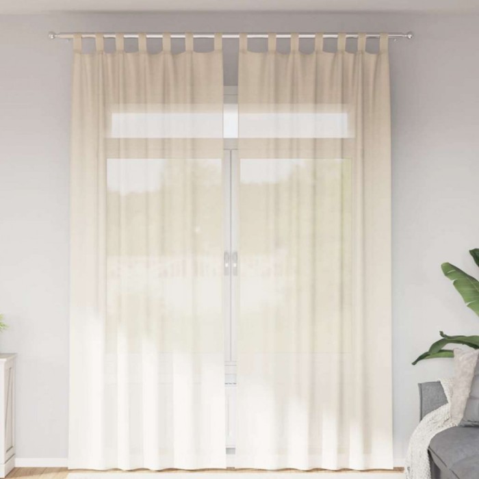vidaXL Perdele din voile cu tablă 2 buc crem
