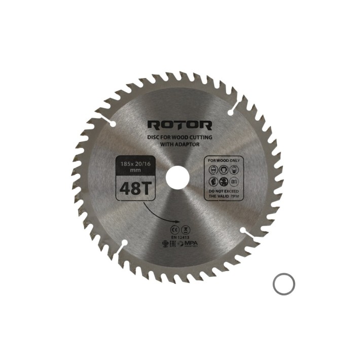 Disc taiat lemn ROTOR 185*20/16 cu adaptor 48T Innovative ReliableTools