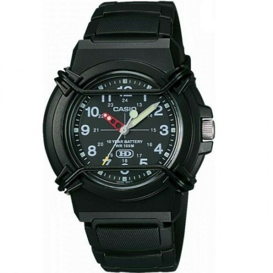 Ceas Casio bărbătesc cu baterie de 41,1 mm și curea din cauciuc negru