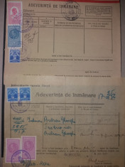 LOT 48- 2 buc documente cu timbre fiscale Carol al II-lea + aviatie foto
