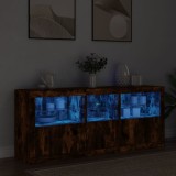 vidaXL Dulap cu lumini LED, stejar fumuriu, 162x37x67 cm