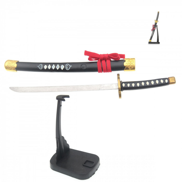 Set Mini Katana Sabie Samurai + Stativ de Decor Lama 11.7cm Tole 10 32484