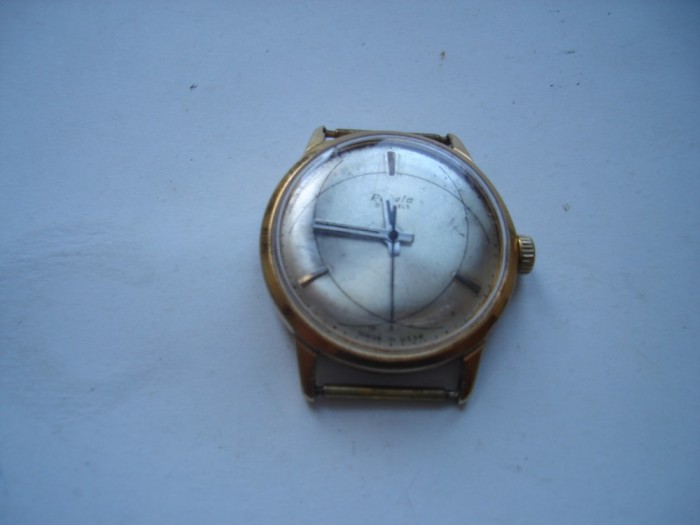 Ceas mecanic sovietic Raketa 21 jewels, carcasa placata cu Au10, functioneaza, autonomie mare