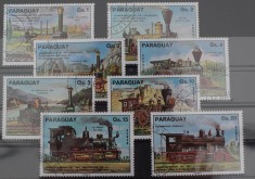 TS23/11 Timbre Serie Paraguay - Trenuri - 8 valori