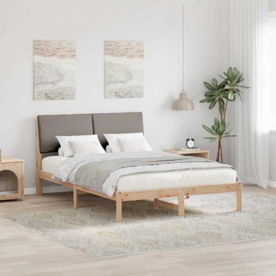 vidaXL Cadru de pat Maroniu și taupe 160 x 200 cm Lemn masiv de pin 3394371 foto