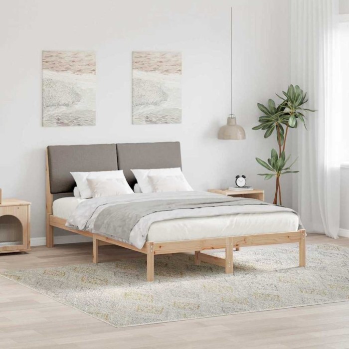 vidaXL Cadru de pat Maroniu și taupe 160 x 200 cm Lemn masiv de pin 3394371