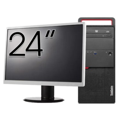 Pachet Calculator Second Hand LENOVO M800 Tower, Intel Core i3-6100 3.70GHz, 8GB DDR4, 500GB HDD, DVD-ROM + Monitor 24 Inch foto