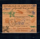 Djibouti 1983 - Aniversare Air France, avioane, colita stampilata
