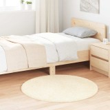 vidaXL Covor shaggy cu pom &icirc;nalt, NAVARRA, crem, 100x100 cm, poliester