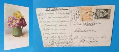 Carte Postala superba, circulata Buzau - datata 1926 - vas cu flori