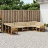 Cumpara ieftin Set de canapele de exterior 10 buc. 10-Locuri Natural si Bej