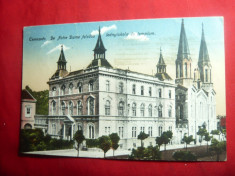 Ilustrata Timisoara Cladirea Notre Dame - Scoala superioara si Biserica 1919 foto