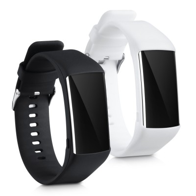 Set 2 Curele pentru Polar A370 / A360, kwmobile, Silicon, Negru / Alb, 56436.01 foto