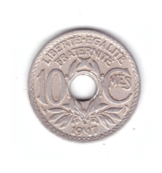 Moneda Franta 10 centimes 1917, stare buna, curata