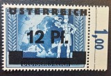 Austria-1945-Emisiune de Ocupație / Supratipărire "&Ouml;STERREICH" 12 Pfennig Albastru cu Margine Laterală Dreapta (Michel 668 / &Ouml;A) MNH -TG1